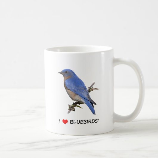 Mug J'aime des oiseaux bleus (de coeur) (Droite)