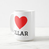 Mug J'aime dollar (Devant gauche)
