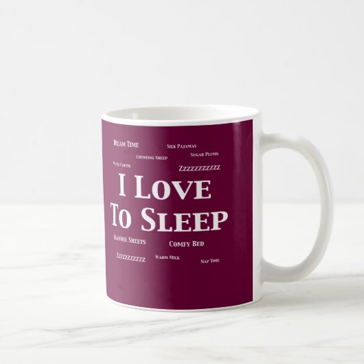 Mug J'aime dormir des cadeaux (Droite)