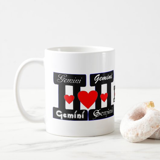 Mug ♊ J'Aime Gemini-Best Zodiac Signe café classique (Avec donut)