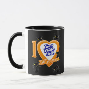 Mug J'Aime Halloween Avec Ta Photo Avec Des Chats Noir