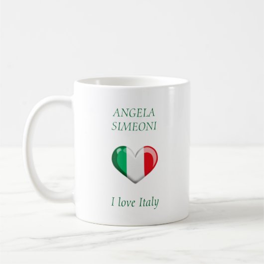 Mug J'aime Italie | Votre nom (Gauche)