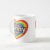 Mug J'aime Jenny. Je t'aime Jenny. Coeur (Devant gauche)