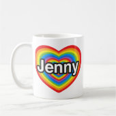 Mug J'aime Jenny. Je t'aime Jenny. Coeur (Gauche)