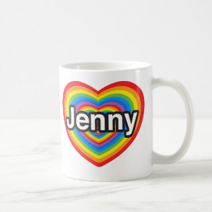 Mug J'aime Jenny. Je t'aime Jenny. Coeur