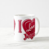 Mug J'aime Jésus Cœur Rouge (Devant droit)