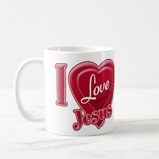 Mug J'aime Jésus Cœur Rouge (Gauche)
