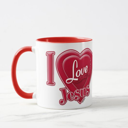 Mug J'aime Jésus Cœur Rouge (Gauche)