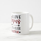 Mug J'Aime Jésus Mais Je Cusse Un Peu (Devant droit)