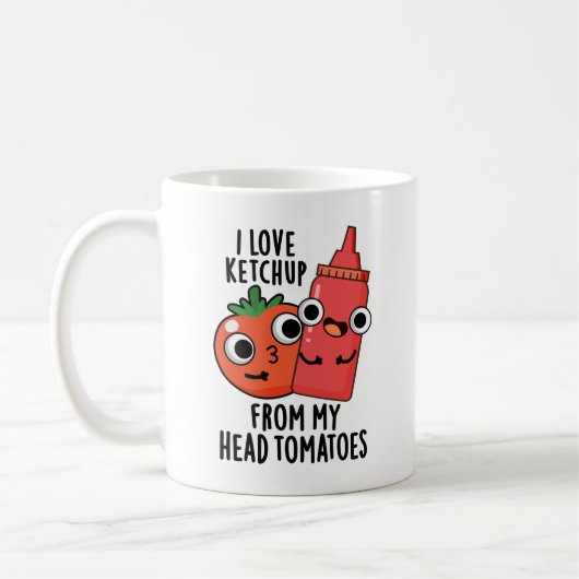 Mug J'Aime Ketchup De Ma Tête Tomates Pun Alimentaire (Gauche)