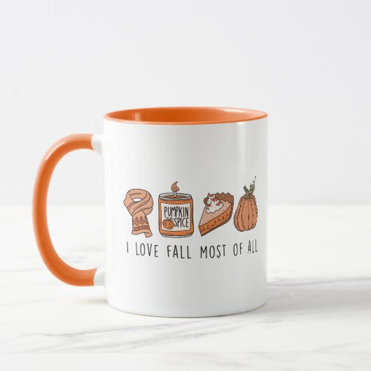 Mug J'Aime La Chute Surtout, Retro Fall Doodle (Gauche)