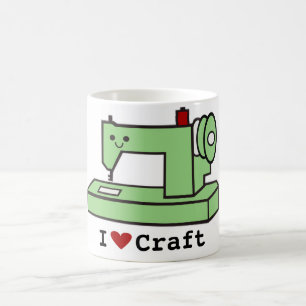 Mug J'aime la machine à coudre de Kawaii de métier