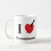 Mug J'aime la Transylvanie (la police érodée par noir) (Gauche)