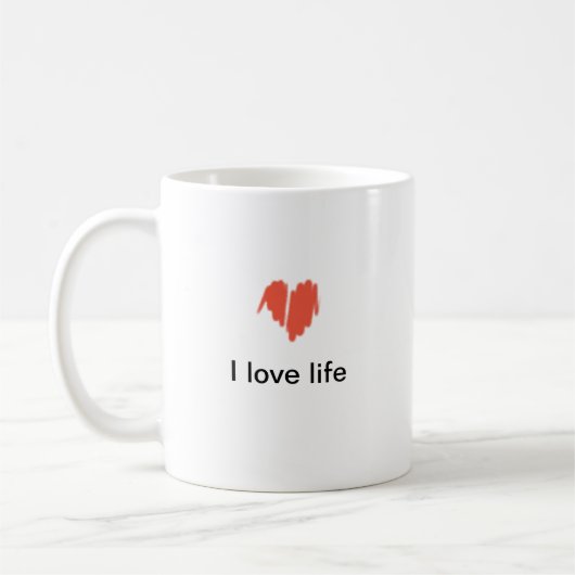 Mug J'aime la vie Graffiti rouge Sprayed Heart Image (Gauche)