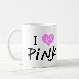 Mug J'aime l'amour rose personnalisé chic sur mesure