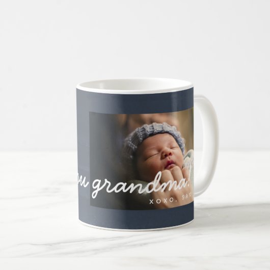 Mug J'aime l'aquarelle grand-mère en bleu photo (Devant droit)