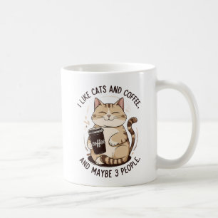 Mug j'aime le café de chats et peut-être 3 personnes