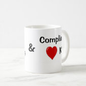 Mug J'aime le coeur de conformité je bureau de (Devant droit)