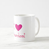 Mug J'aime le coeur rose de l'école familiale (Devant droit)
