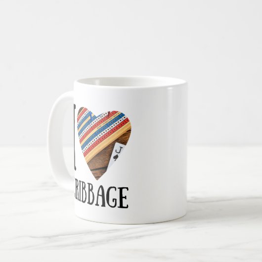 Mug J'aime le cribbage - coeur (Devant gauche)