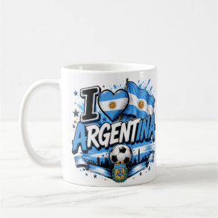 Mug J'aime le design de football argentin   Argentin