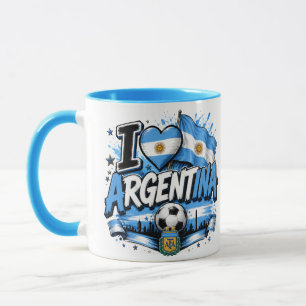 Mug J'aime le design de football argentin Argentinie