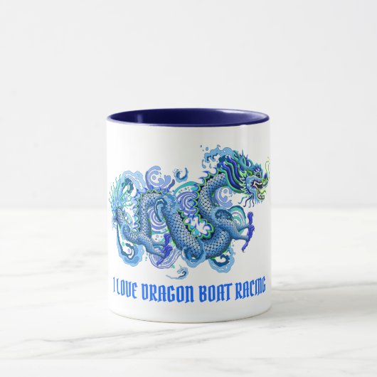 Mug J'aime le dragon de bleu de régate de dragon (Centre)