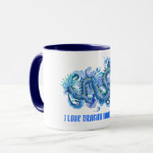 Mug J'aime le dragon de bleu de régate de dragon (Devant gauche)