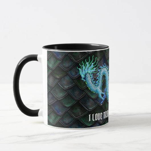 Mug J'aime le dragon de bleu de régate de dragon (Gauche)