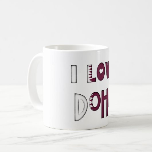 Mug J'aime le drapeau de Doha du souvenir de (Devant gauche)