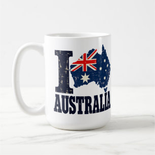 Mug J'aime le drapeau de l'Australie Carte Fierté du p