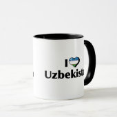 Mug J'aime le drapeau de l'Ouzbékistan (Devant droit)
