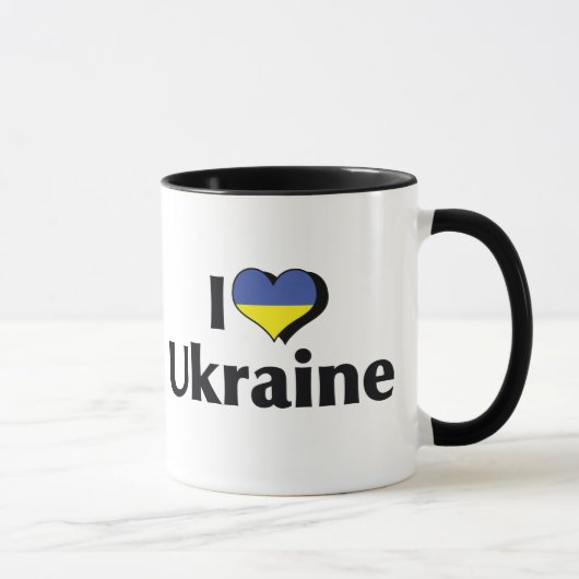 Mug J'aime le drapeau de l'Ukraine (Droite)