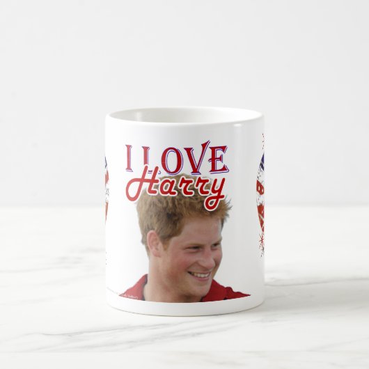 Mug J'aime le drapeau du R-U de coeurs de Harry (Centre)