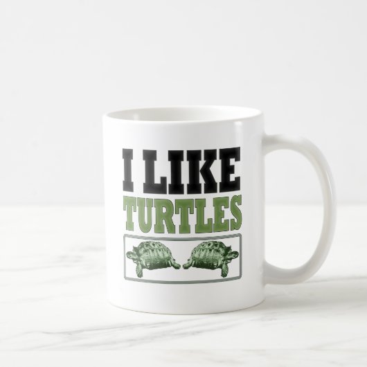 Mug J'aime le grand texte de tortues (Droite)