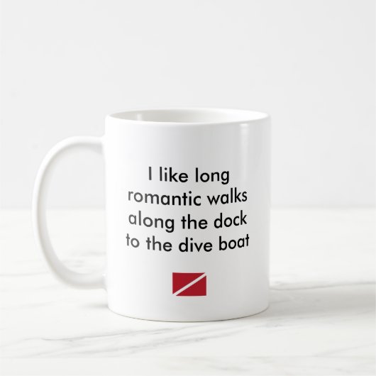 Mug J'aime le long… bateau romantique de piqué (Gauche)