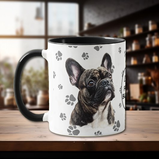Mug J'aime le motif d'empreinte de patte de Bouledogue