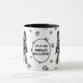 Mug J'aime le motif d'empreinte de patte de Bouledogue (Centre)