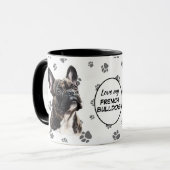 Mug J'aime le motif d'empreinte de patte de Bouledogue (Devant gauche)