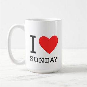 Mug J'aime le sticker carré de dimanche