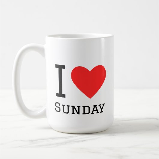 Mug J'aime le sticker carré de dimanche (Gauche)