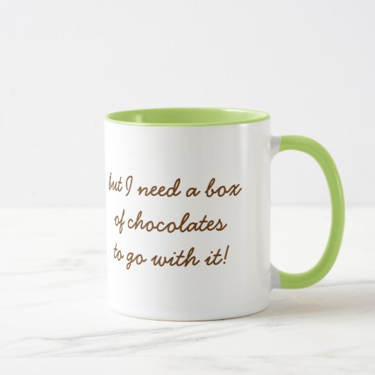 Mug J'aime le thé vert mais j'ai besoin de chocolat ! (Droite)