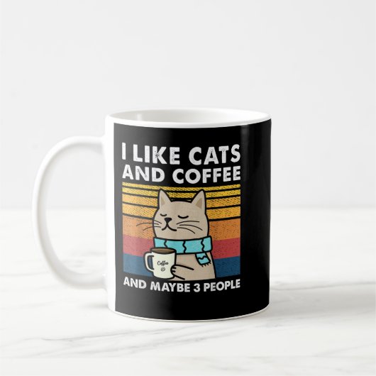 Mug J'Aime Les Chats Et Café Et Peut-Être 3 Personnes (Gauche)