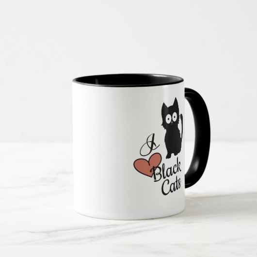 Mug J'aime les chats noirs (Devant droit)