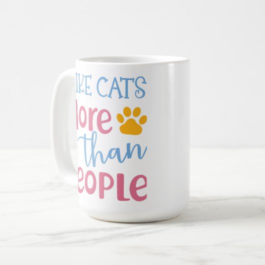 MUG J'AIME LES CHATS PLUS QUE LES GENS FUNNY DIRE (Devant gauche)