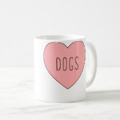 Mug J'aime les chiens cœur (Devant droit)