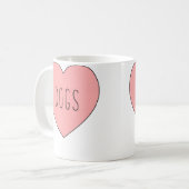 Mug J'aime les chiens cœur (Devant gauche)
