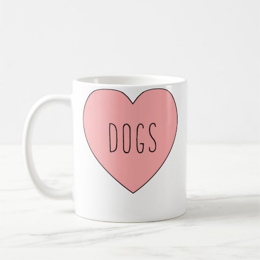 Mug J'aime les chiens cœur (Gauche)