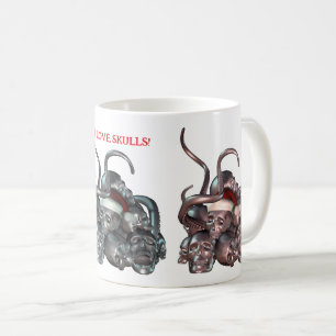 Mug J'Aime Les Crânes ! Pieu crâne et tentacules