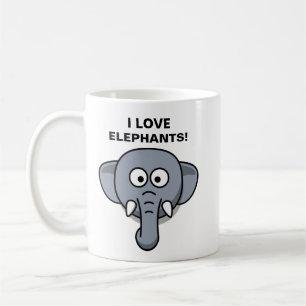 MUG J'AIME LES ÉLÉPHANTS DESSIN ANIMÉ